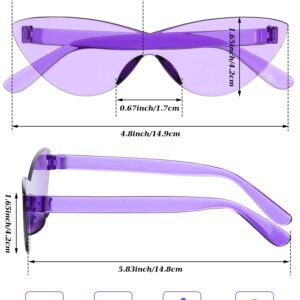 Weewooday 15 Pairs Candy Colored Rimless Sunglasses Cat Eye Colored Transparent Sunglasses for Women Men