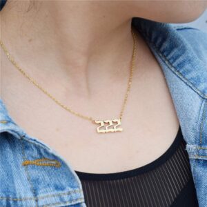 HUTINICE Angel Number Necklace, 222 Necklace Gold Dainty Choker Lucky Numbers Pendant Numerology Minimalist Women Jewelry (222-Gold)