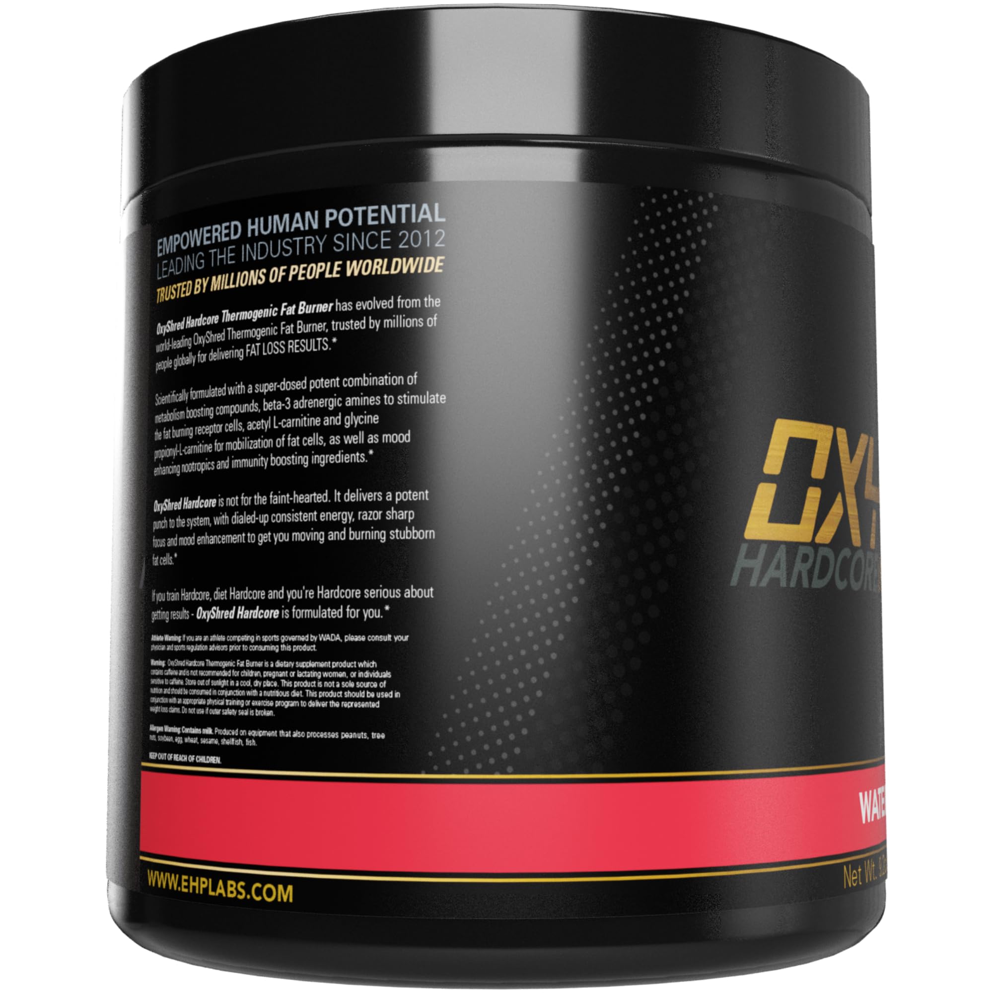 EHP Labs OxyShred Hardcore Super Dosed Pre Workout Powder - Preworkout Powder with L Glutamine & Acetyl L Carnitine, Energy Boost Drink - 275mg of Caffeine - Watermelon Candy, 40 Servings