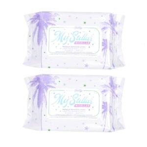 Petite 'n Pretty My Stellar Micellar Makeup Remover Wipes - Cleansing Face Wipes Soaked in Micellar Water - Clean & Non-Toxic, Made in USA - 2 Pack (60 wipes)