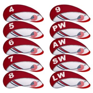 Craftsman Golf Red and White US Flag Neoprene Golf Club Head Cover Wedge Iron Protective Headcover for Callaway, Ping, Taylormade, Cobra, Etc. (White & Red)