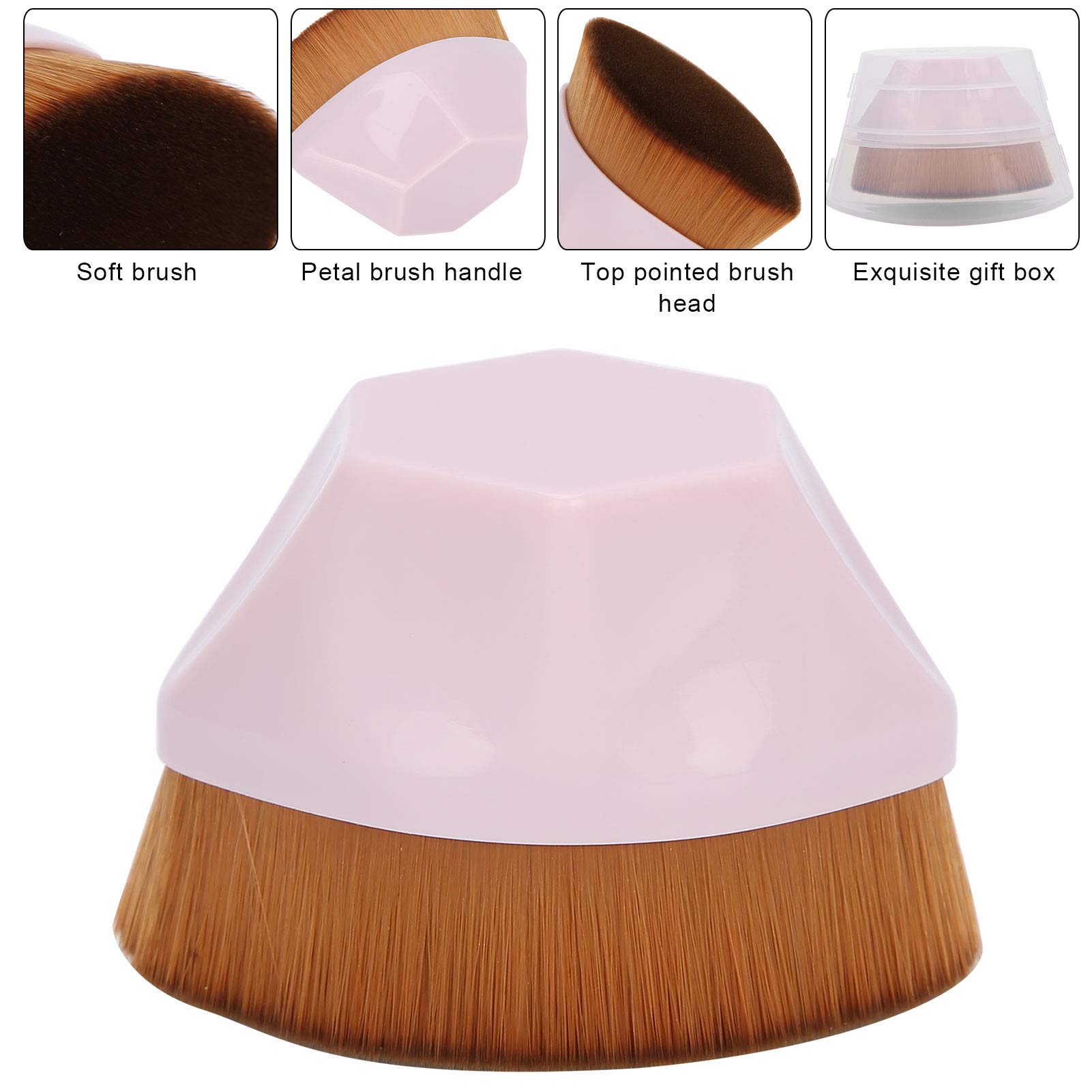 3pcs Foundation Brush Blush Brush Used for Mixing Liquids, Creams, Concealers, Easy to Carry(Pink)