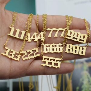 HUTINICE Angel Number Necklace, 444 Necklace Gold Dainty Choker Lucky Numbers Pendant Numerology Minimalist Women Jewelry (444-Gold)