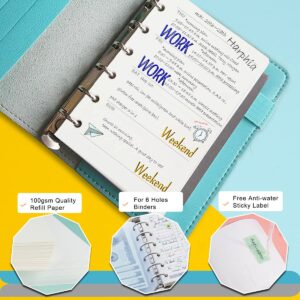 A7 Planner Refills, 4 Packs per Set, Weekly Plan Paper, A7 6 Ring Binder Inserts Refill with Label Stickers Gift,Mini Binder Refills,6 hole/100gsm Thick Paper/4.84 x 3.23'', Harphia