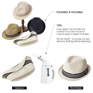 Fancet Packable Straw Fedora Panama Sun Summer Beach Hat Cuban Trilby Men Women 63-65cm Size 8 XX-Large Beige