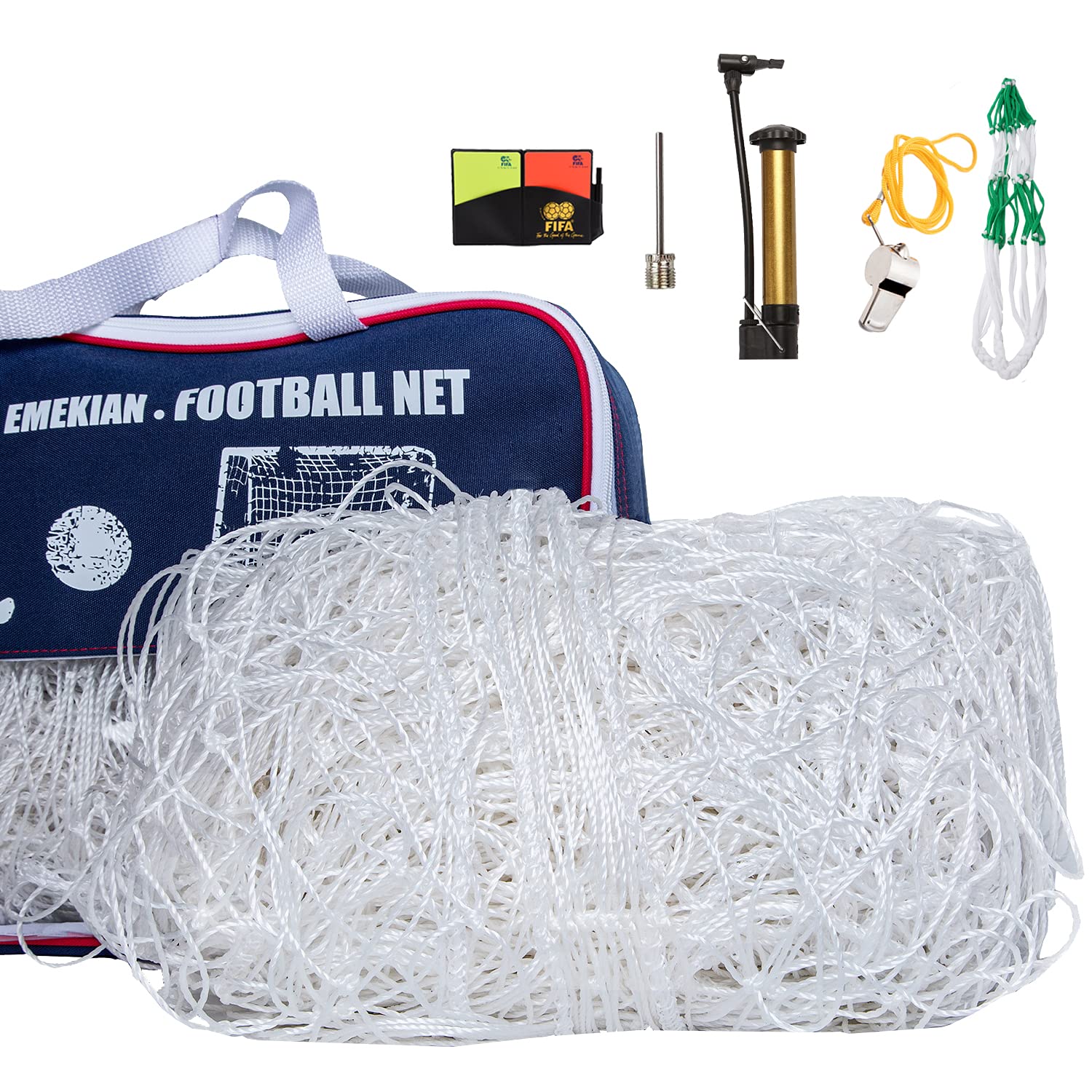 EMEKIAN 2 Pcs Soccer Replacement Goal Nets, 11 v 11 Polyethylene Football Net, Full Size Soccer High Impact Net Set for Match Training, 24.5 Ft x 8.2 Ft, NOT Include Posts