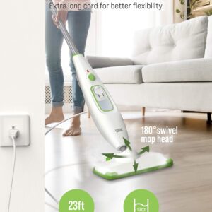 TOPPIN Steam Mop - 23ft Power Cord and 380ml Water Tank, 3 Steam Levels, Steam Mop with 2 Steam Mop Pads, Lightweight Steam Cleaner for Hardwood Floor, Marble, Laminate, Tile