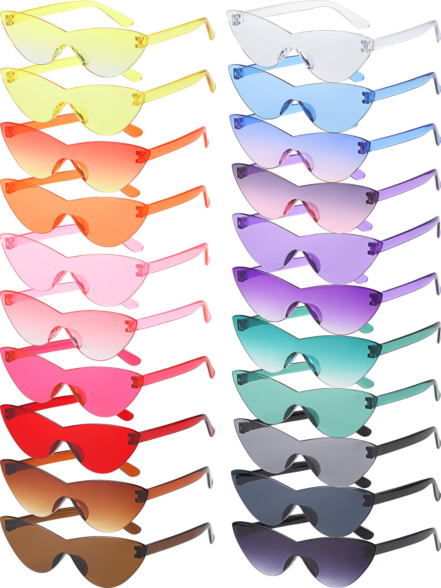 Weewooday 15 Pairs Candy Colored Rimless Sunglasses Cat Eye Colored Transparent Sunglasses for Women Men