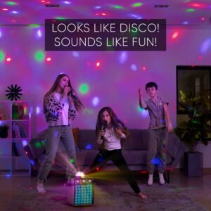 MASINGO Karaoke Machine for Adults and Kids with 2 Wireless Microphones, Portable Singing PA Speaker System Set with 2 Bluetooth Mics, Disco Ball Party Lights & TV Cable, Ostinato M7