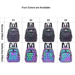 LorranTree Geometric Backpack Luminous Backpacks Holographic Reflective Bag Large Capacity Backpacks for Women Colorful Daypacks 01