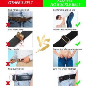 XZQTIVE 6 Pieces No Buckle Stretch Belt for Women Men, Buckless Belt Comfortable Invisible Elastic Belt for Jeans Pants Dresses, No Bulge No Hassle, Fit Waist Size 22-35in