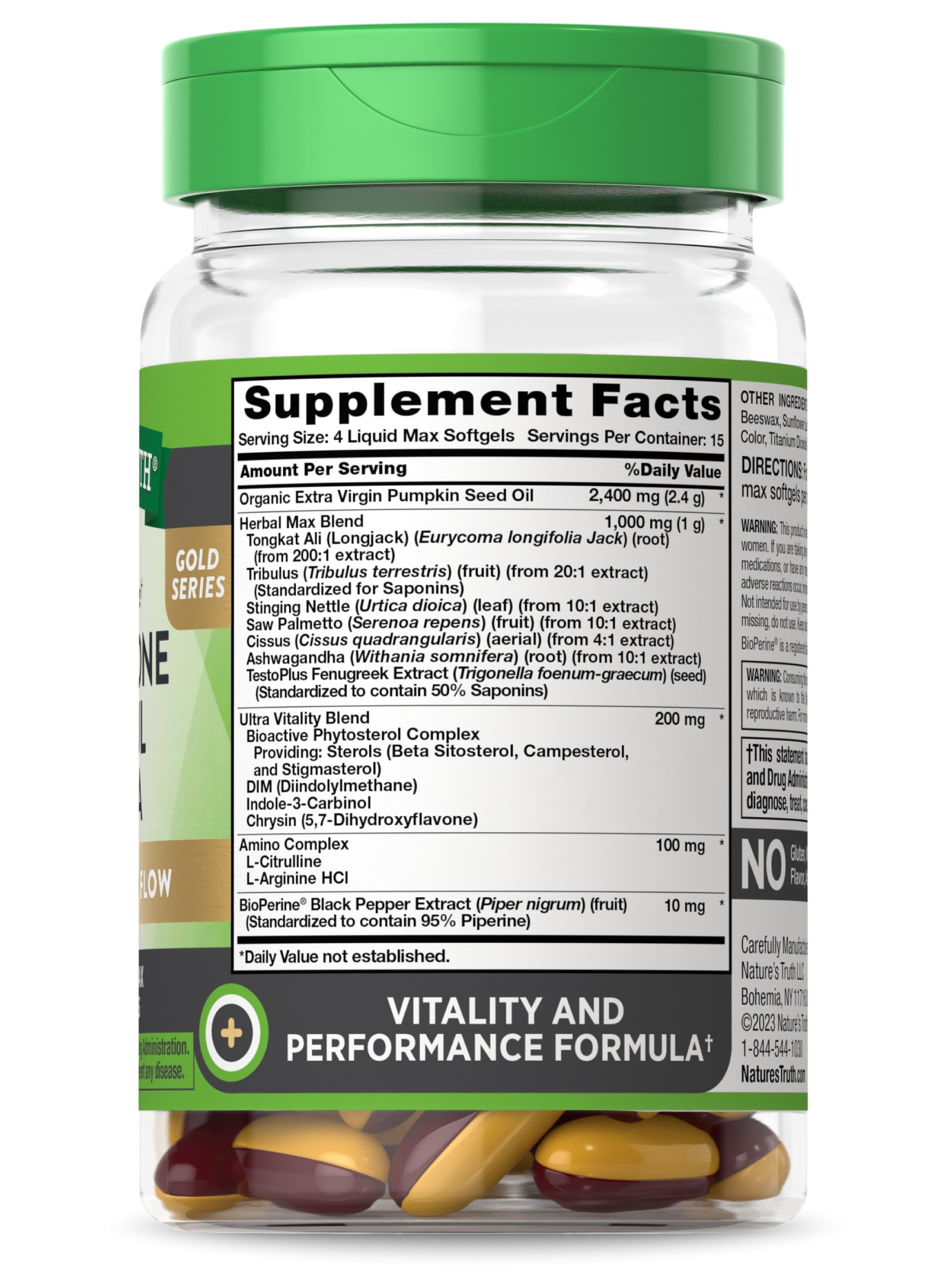 Nature's Truth Testosterone Supplement for Men | 60 Softgels | Non-GMO and Gluten Free Formula