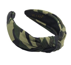 yetasi headbands for women knotted headband for women green camo is chic. top knot headband designer is unique. fashion headbands with knot head band