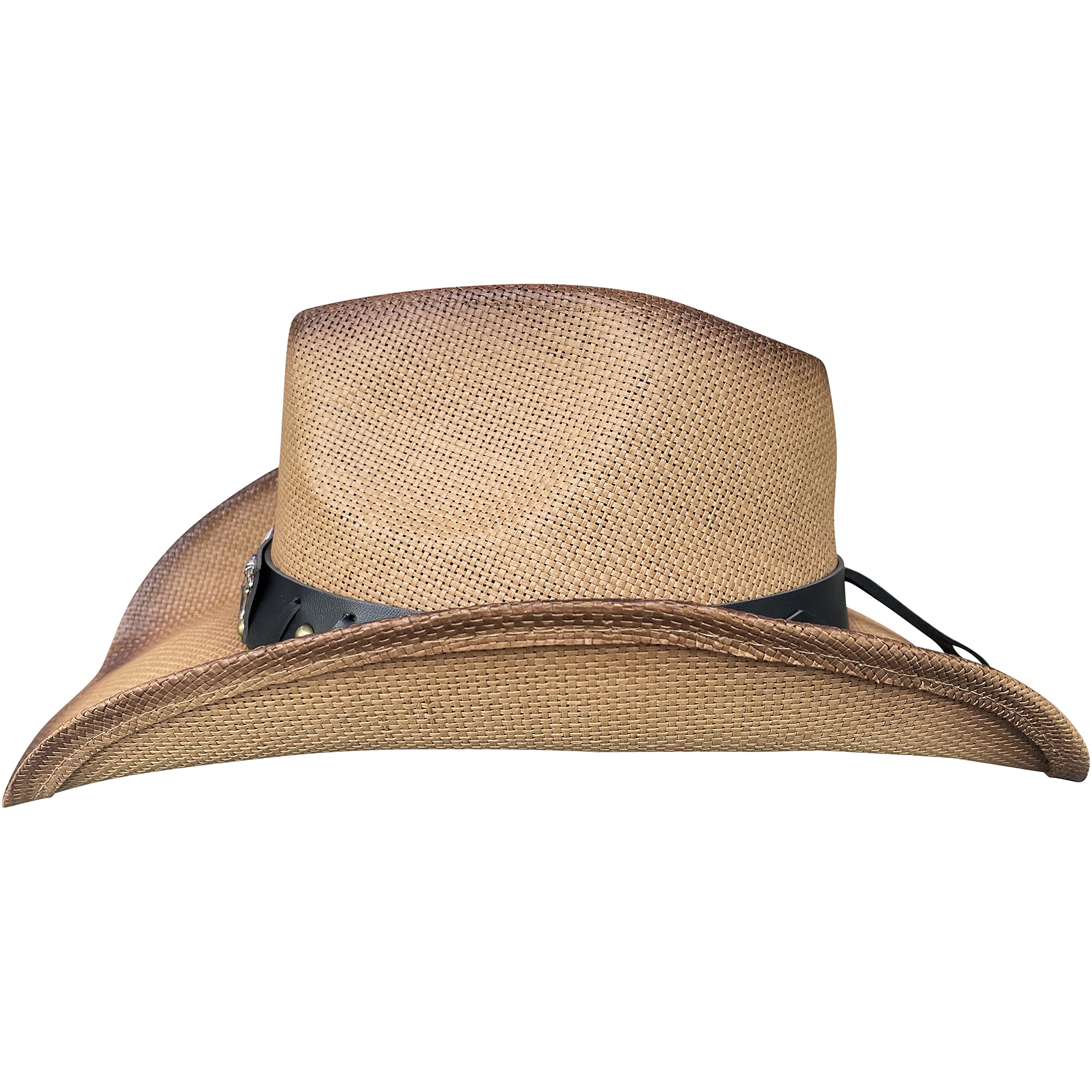 Western Outback Cowboy Hat Men's Women's Style Straw Felt Canvas (Brown Bull)