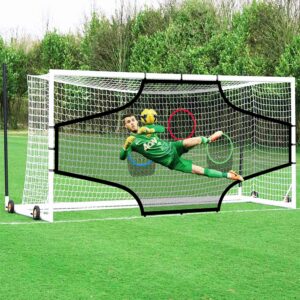 PROLEE Soccer Goal Target Nets 24ft/12ft with 7 Scoring Zones, Soccer Goal Target Training Aide with Colorful Targets, Strong Durable Martial for Longer Lasting (24FT x 8FT)