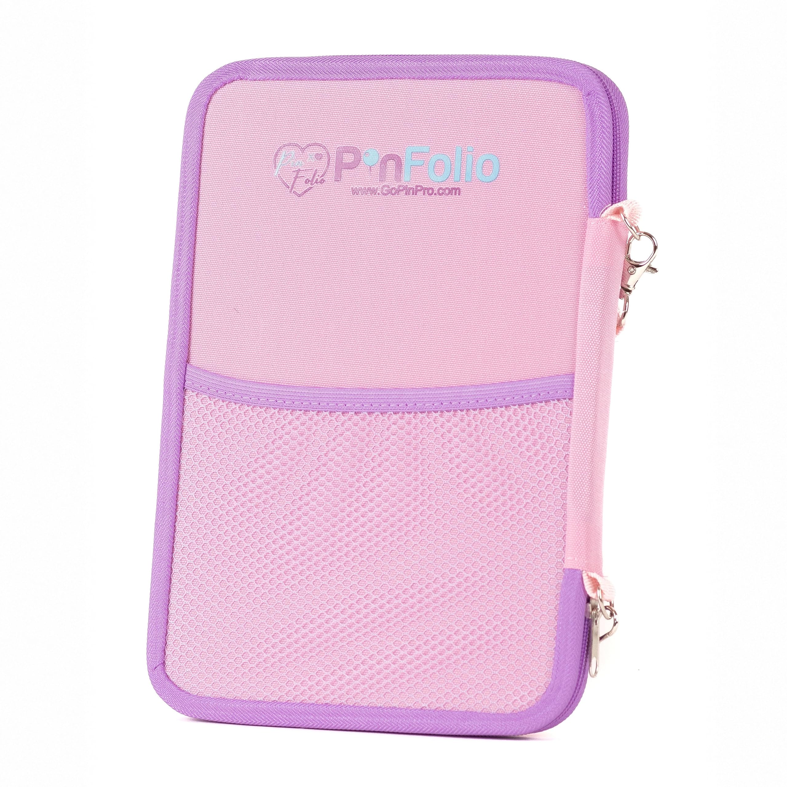 PinFolio Classic Pin Display Bag, Lightweight Sports & Disney Pin Book Designed for Storage & Easy Trading Up to 100 1-Inch Enamel Pins (Pink & Lavender)