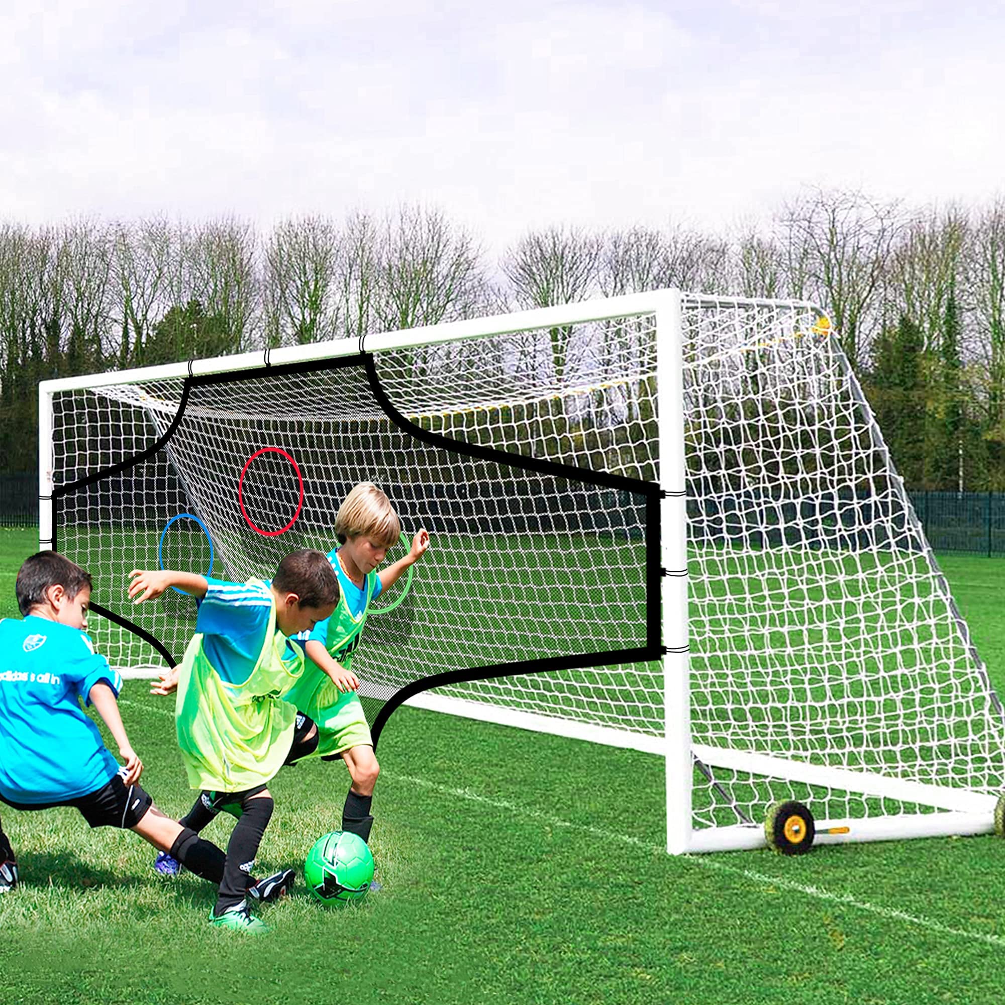 PROLEE Soccer Goal Target Nets 24ft/12ft with 7 Scoring Zones, Soccer Goal Target Training Aide with Colorful Targets, Strong Durable Martial for Longer Lasting (24FT x 8FT)