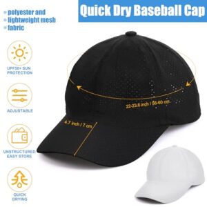 Geyoga Quick Dry Baseball Cap Mesh Sports Cap Workout Tennis Hat for Men Women Adults Outdoor Sports(Black and White,2 Pieces)