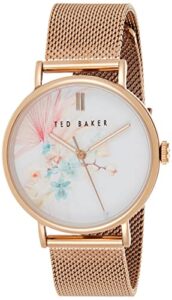 ted baker phylipa serendipity women's stainless steel rose-gold mesh band (model: bkpphs124)