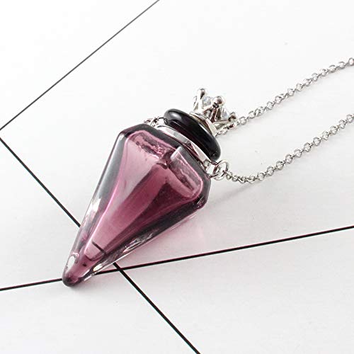 1PC Colorful Cone Bottle Aroma Essential Oil Diffuser Pendant Necklace for Womens Perfume Vial Pendant Necklace Jewelry Unique Gift(Purple Cone)