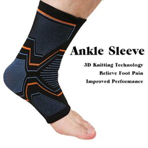 Adjustable Knitted Ankle Brace Support Sleeve, Breathable Arch Support Ankle Compression Socks for Injury Recovery Ankle Pain Relief, Swelling, Sprained Ankle, Men Women (XL)