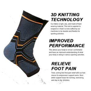 Adjustable Knitted Ankle Brace Support Sleeve, Breathable Arch Support Ankle Compression Socks for Injury Recovery Ankle Pain Relief, Swelling, Sprained Ankle, Men Women (XL)