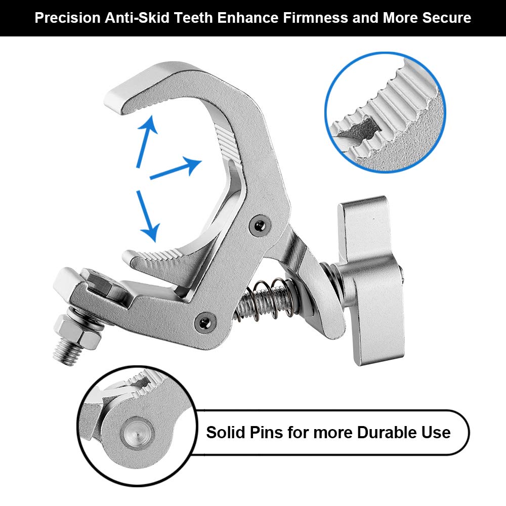 Truss Clamp Stage Lights Clamp 1.57-2.36 Inch, 4PCS Eyeshot Heavy Duty 330lb Premium Pro Clamp, Perfectly Fit OD 40-60mm of Pipe, Quick Release Truss Clamp for Moving Head Par Led lighting Fixtures