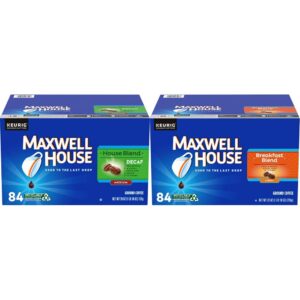 Maxwell House Decaf House Blend Medium Roast and Breakfast Blend Light Roast K-Cup Coffee Pods (84 ct Box)