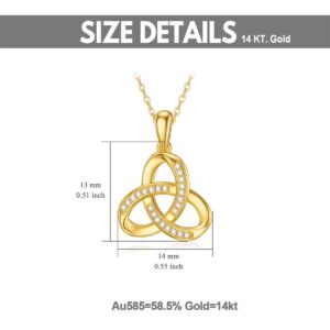 14K Solid Gold Love Knot Necklace for Women, Yellow Gold Moissanites Love Knot Pendant Anniversary Birthday Jewelry Gift for Her, Mom, Wife, 18"