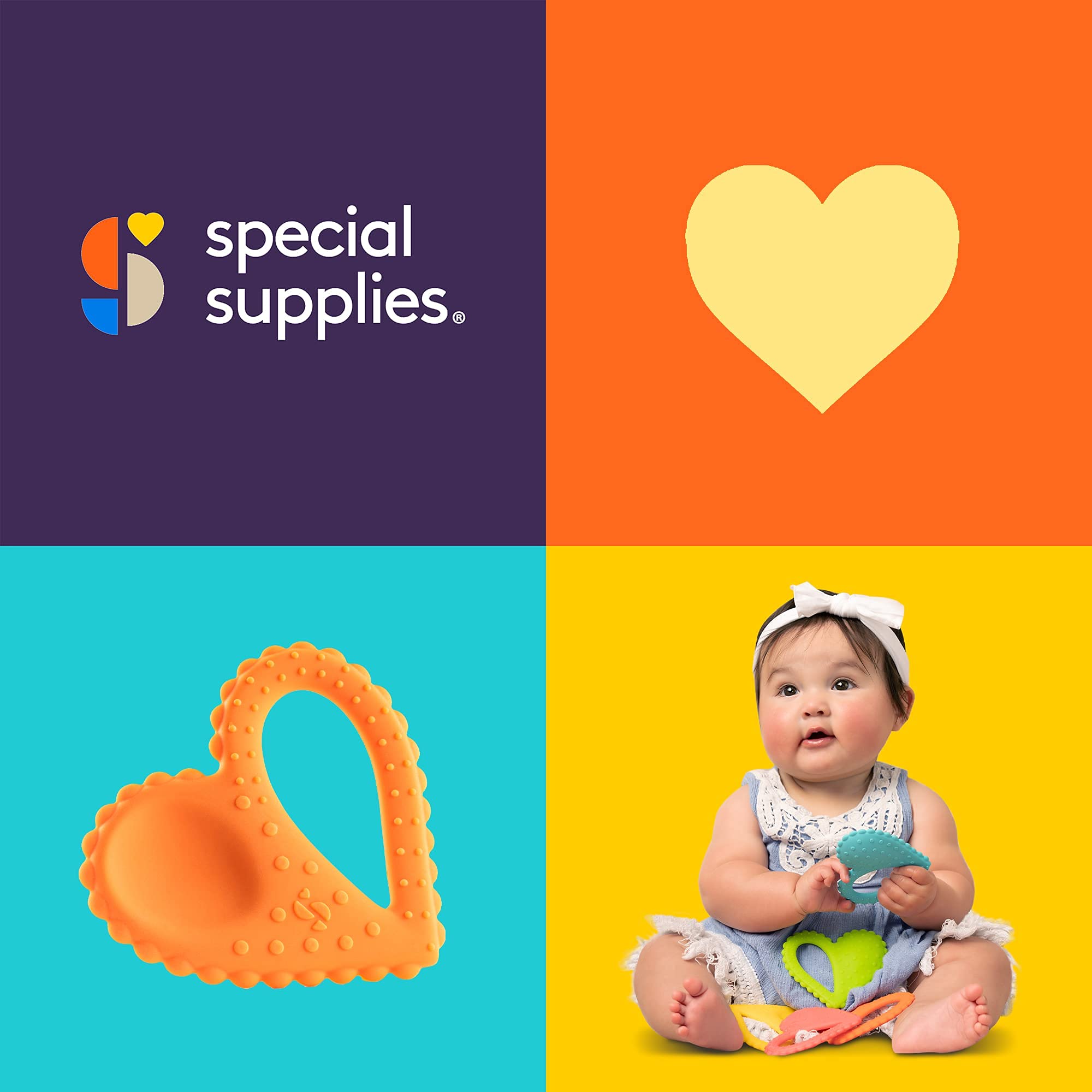 Special Supplies Teether Heart Spoon Oral Motor Therapy Tools, Textured Stimulation and Sensory Input Treatment for Babies and Toddlers, BPA Free Silicone, Dual Use Spoon Plus Teether