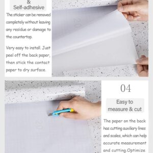 Glossy Marble Paper for Countertop Marble Peel and Stick Wallpaper Granite Wallpaper White Marble Sticker Waterproof Marble Self Adhesive Wallpaper 23.6”×393” Easy to Install & Clean, Removable