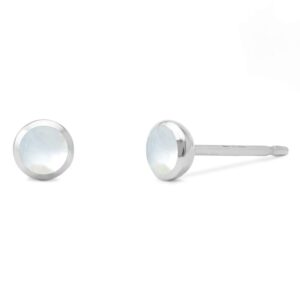 boma jewelry sterling silver mini white mother of pearl circle inlay stud earrings