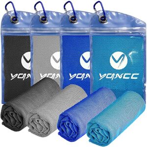 yqxcc 4 pack cooling towels, cool towel, soft breathable chilly towel, microfiber ice cold towel for yoga, golf, gym, camping, running, fitness, workout & more activities