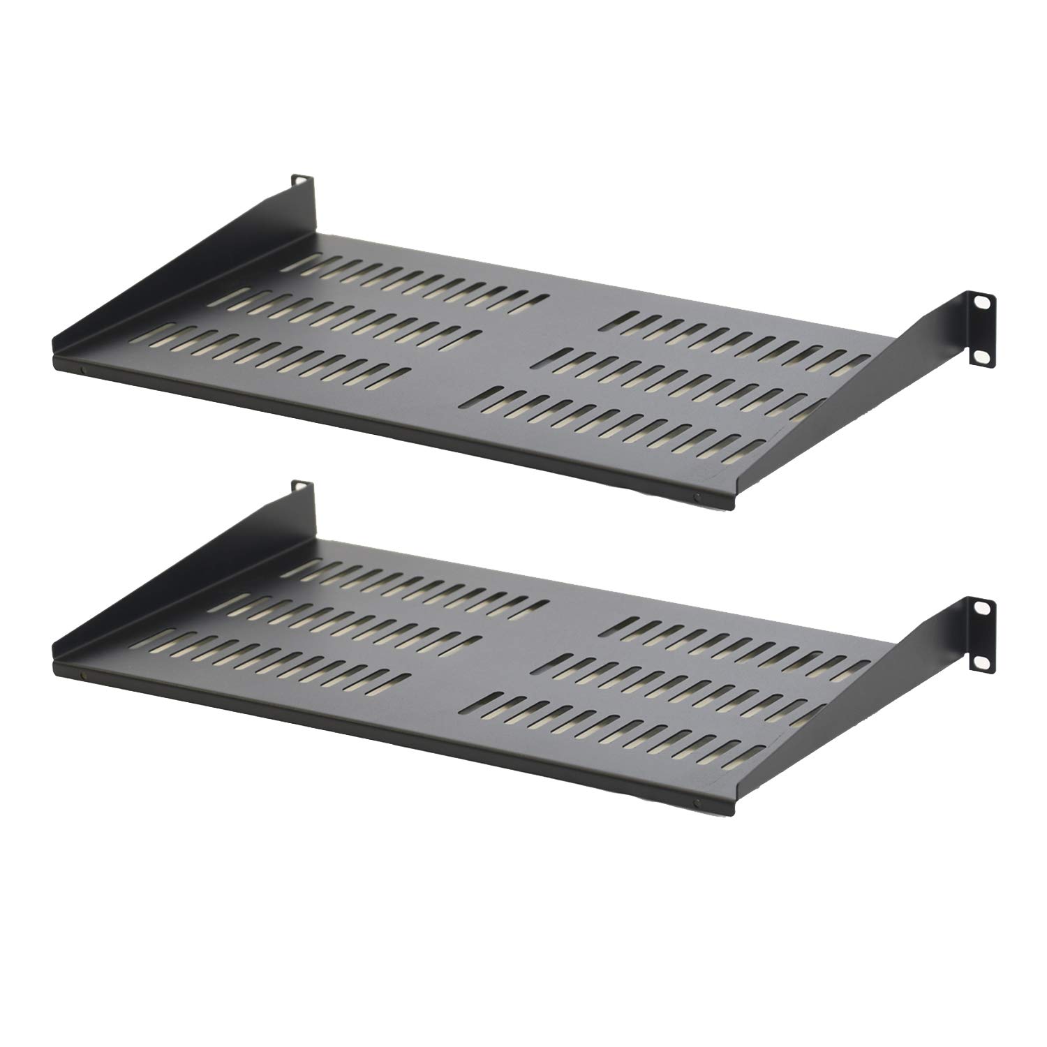 Aeons 1U Universal Server Rack Shelf Vented Rackmount Cantilever Shelf 10" Deep, for 19” IT Network Rack Cabinet Enclosure - Fixed Server Rack Cabinet Shelf 2-Pack