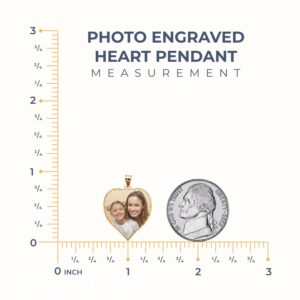 PicturesOnGold Personalized Photo Engraved Heart Shaped Picture Necklace with Diamond Cut Edge - 1 Inch x 1 Inch - 14k Yellow Gold w/Backside Engraving