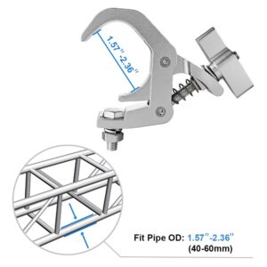 Truss Clamp Stage Lights Clamp 1.57-2.36 Inch, 4PCS Eyeshot Heavy Duty 330lb Premium Pro Clamp, Perfectly Fit OD 40-60mm of Pipe, Quick Release Truss Clamp for Moving Head Par Led lighting Fixtures