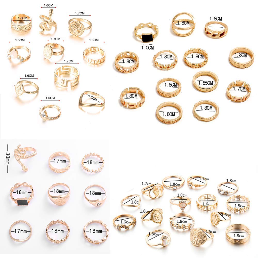 YOOESTORES82 Boho Knuckle Stackable Ring Set for Women,Vintage Gold Silver Rings Set Stacking Rings Set Star Moon Bulk Multiple Pack Midi Finger Rings (B)