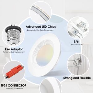 Energetic 5/6 Inch LED Recessed Lighting, 1000LM, 5000K Daylight Downlight, 12W=150W, Dimmable LED Can Light, Simple Retrofit Installation, IC & Wet Rated, FCC & ETL Listed, 12 Pack