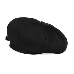 UNDERCONTROL French Artist Casual Adjustbale Strap Military Cotton Plain Color Beret Hat Unisex Hunting Newsboy Cap (Black)