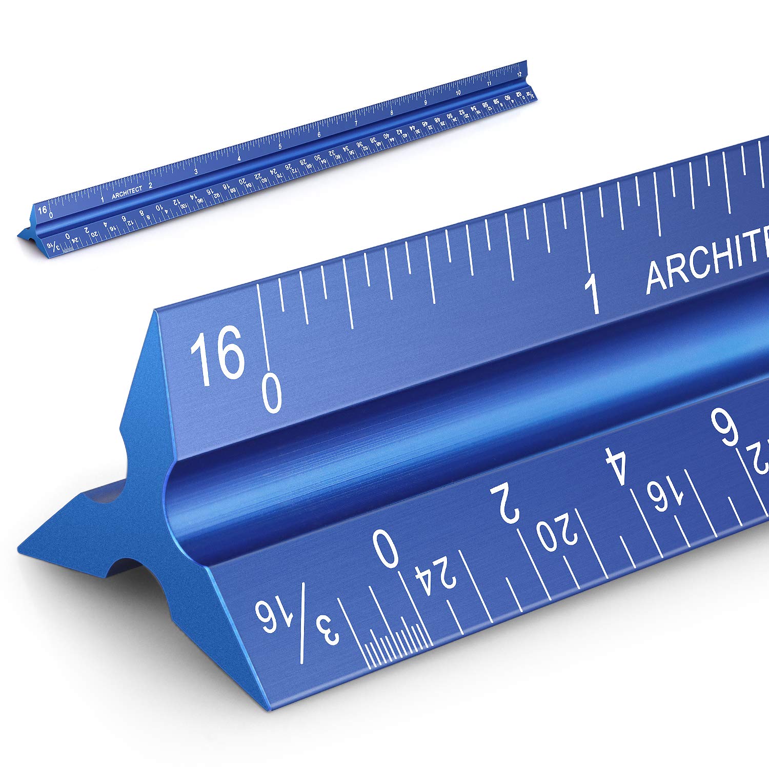 12" Architectural Scale Ruler Aluminum Architect Scale Triangular Scale Ruler for Architects, Draftsman, Students and Engineers, Blue