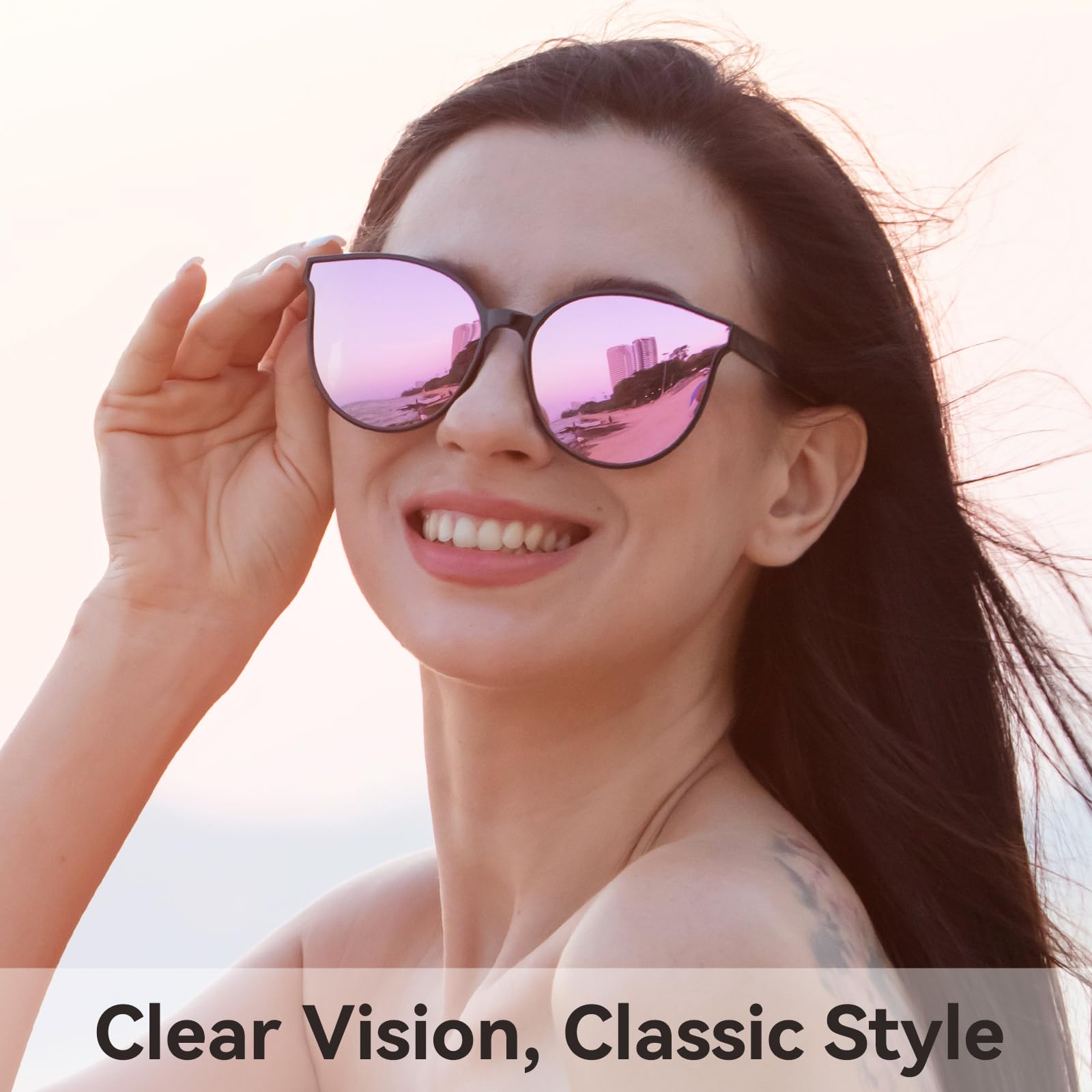 Polarized Oversized Sunglasses for Women Men Trendy Cateye Sun Glassses Retro Large Frame Shades Pink