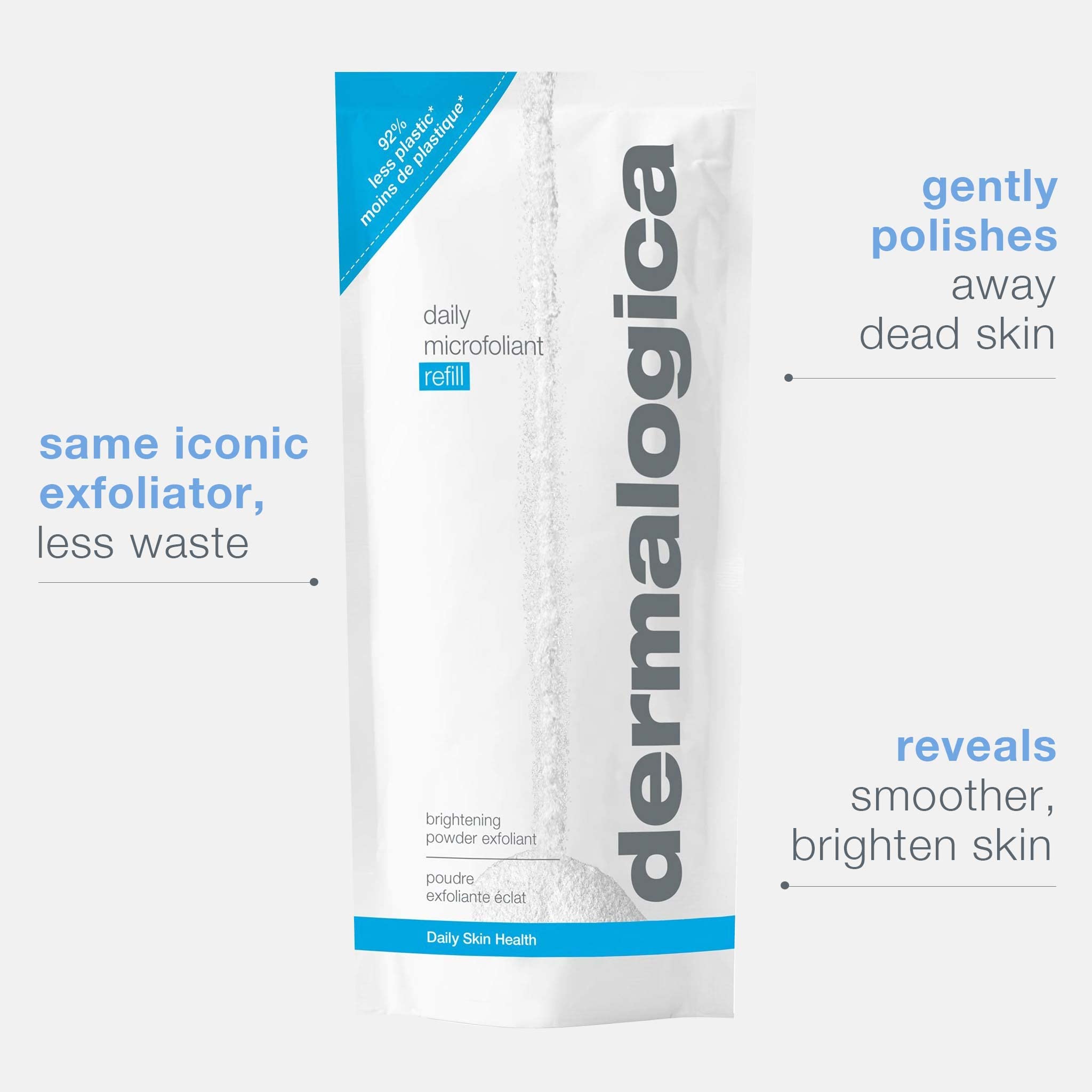 Dermalogica Daily Microfoliant, Face Exfoliator Scrub Powder with Salicylic Acid and Papaya Enzyme, Achieve Brighter, Smoother Skin Daily, Refill Pack, 2.6 Oz