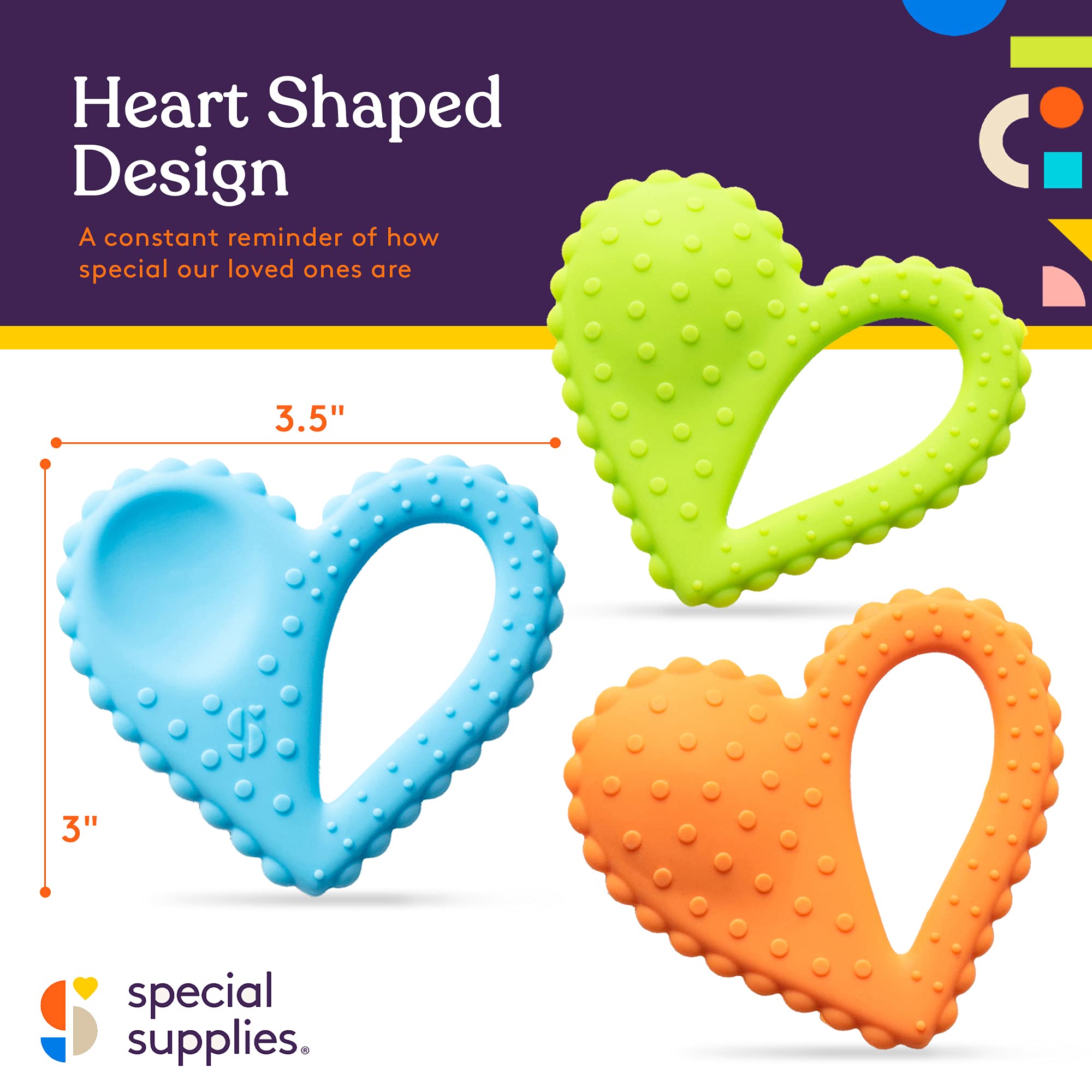 Special Supplies Teether Heart Spoon Oral Motor Therapy Tools, Textured Stimulation and Sensory Input Treatment for Babies and Toddlers, BPA Free Silicone, Dual Use Spoon Plus Teether