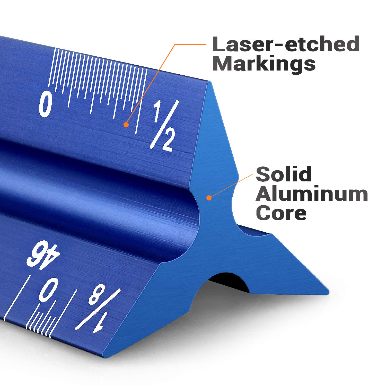 12" Architectural Scale Ruler Aluminum Architect Scale Triangular Scale Ruler for Architects, Draftsman, Students and Engineers, Blue