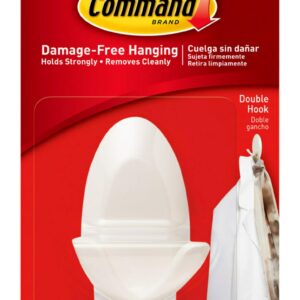 Command Medium Double Hooks, Holds up to 3 lb, Total 4 Wall Hooks with 8 Command Strips (4-Pack of 1 Hook), Organize Damage-Free, No Tools Wall Hooks for Hanging Decorations in Living Spaces