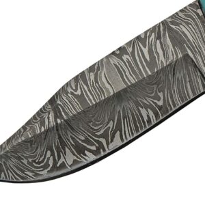 Szco Supplies 8.25" Ram Horn Handle Damascus Steel Turquoise Hunting Knife with Leather Sheath