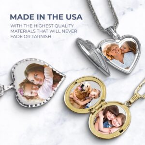 PicturesOnGold Personalized Photo Engraved Heart Shaped Picture Necklace with Diamond Cut Edge - 1 Inch x 1 Inch - 14k Yellow Gold w/Backside Engraving