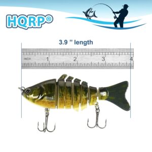 HQRP 3pcs 3.9" Fishing Lures 0.6oz Freshwater Lakes River Fish Baits Topwater Jointed Multi-Section S-Shaped Tackle for Bass Trout Musky Pickerel Pike Yellow Perch Walleye Roach Spanish Mackerel