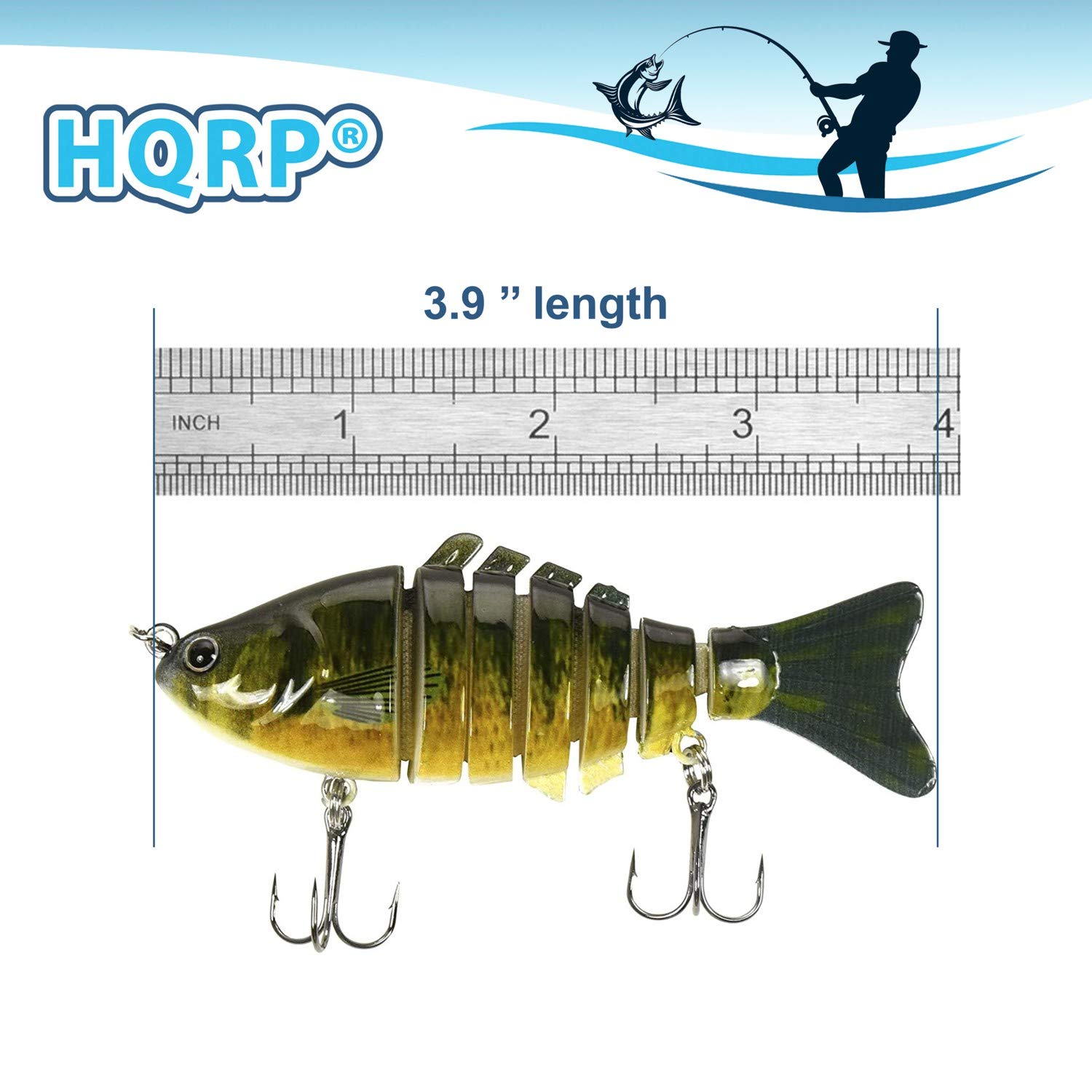 HQRP 3pcs 3.9" Fishing Lures 0.6oz Freshwater Lakes River Fish Baits Topwater Jointed Multi-Section S-Shaped Tackle for Bass Trout Musky Pickerel Pike Yellow Perch Walleye Roach Spanish Mackerel