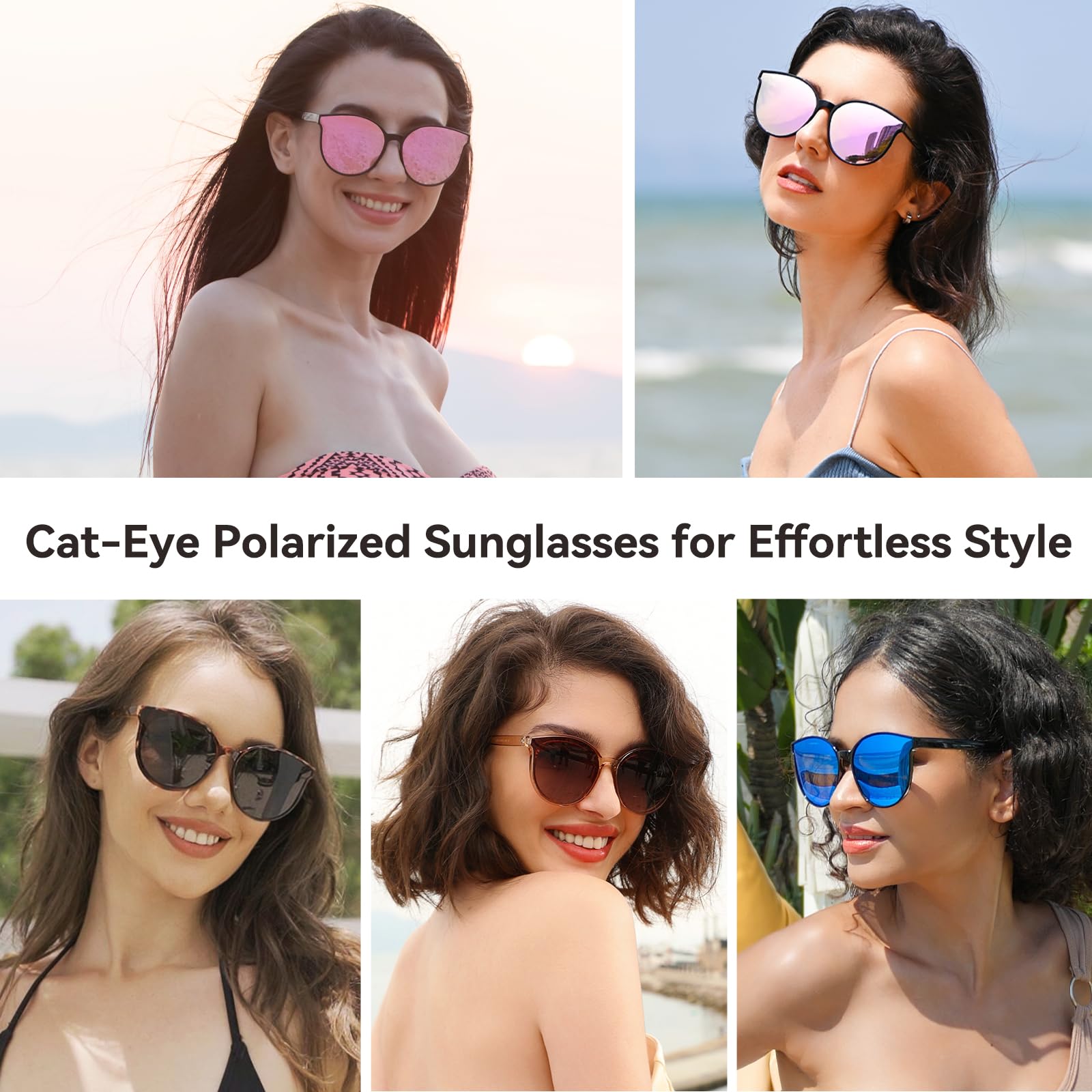 Polarized Oversized Sunglasses for Women Men Trendy Cateye Sun Glassses Retro Large Frame Shades Pink